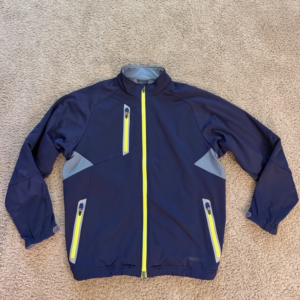 Zero Restriction Tour Series Windstopper Golf Jacket Mens XL Navy Blue Lime